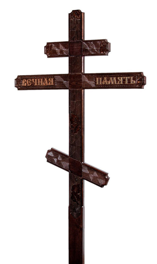 Крест на могилу сосновый малый прямой лист березы вечная память