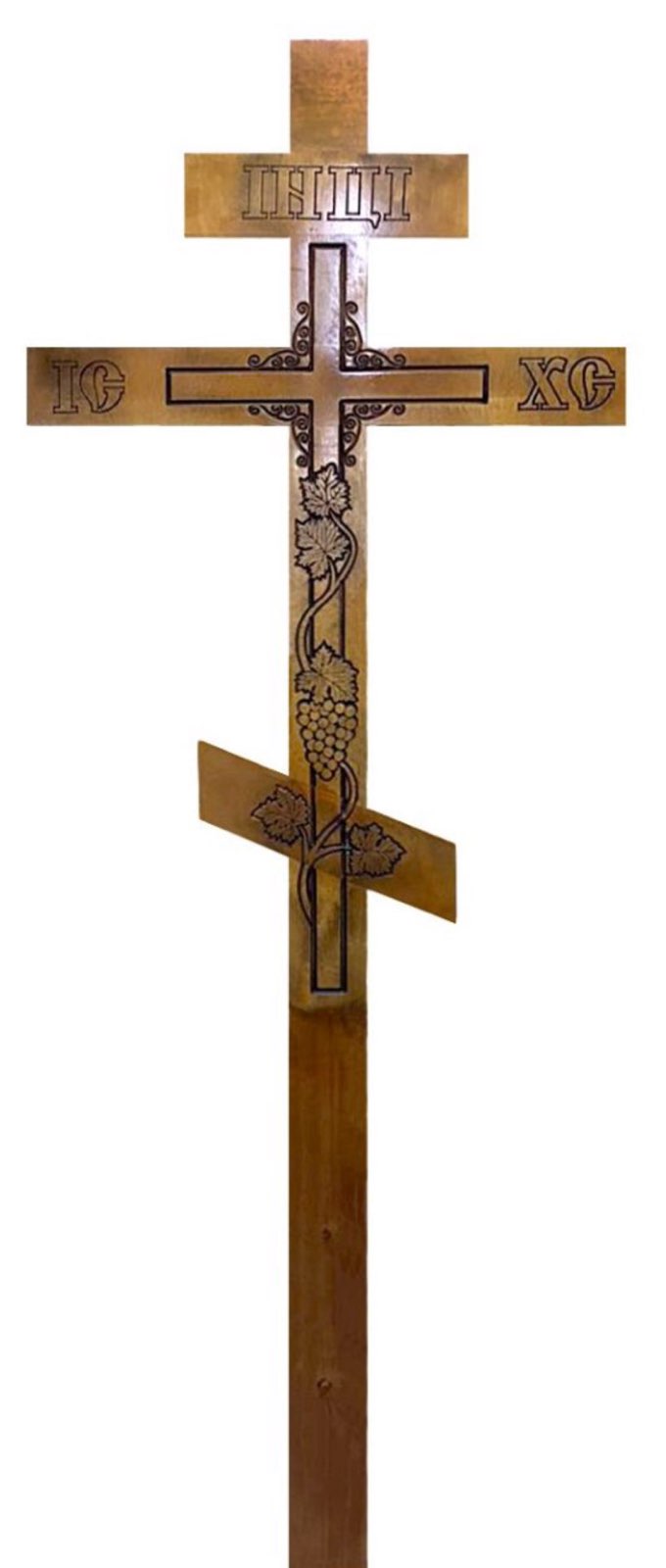 Крест на могилу сосновый «виноградная лоза»